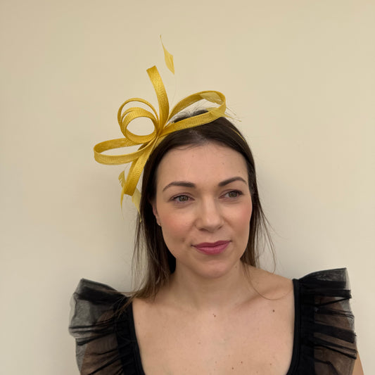 J Bees JB26/150 Lemon Yellow Fascinator