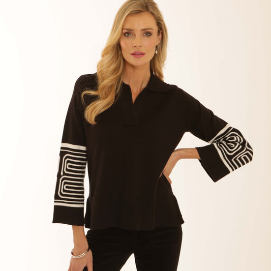 Pomodoro 12556 Jacquard Sleeve Jumper