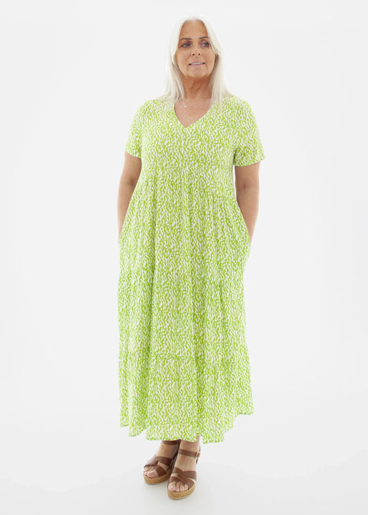 Dreams Mini Distressed Geo Tiered Dress