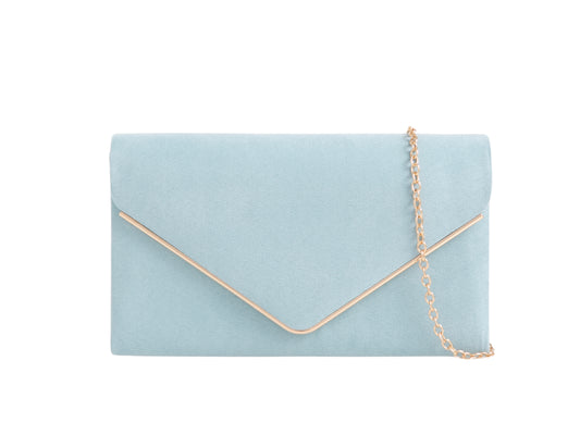 Koko Serenity Blue Faux Suede Clutch Bag