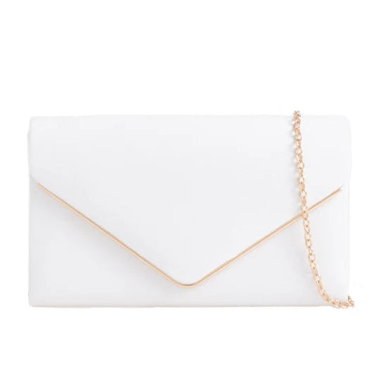 Koko 1616 White Faux Suede Clutch Bag