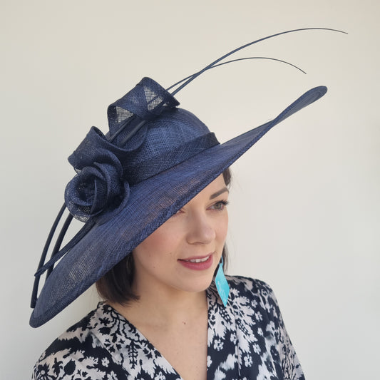 Max and Ellie WD7 Navy Large Flat Hat on Band