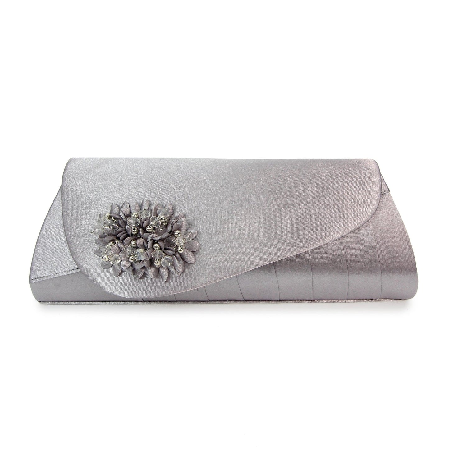Lunar ZLR081 Sabrina Dark Grey Satin Evening Bag