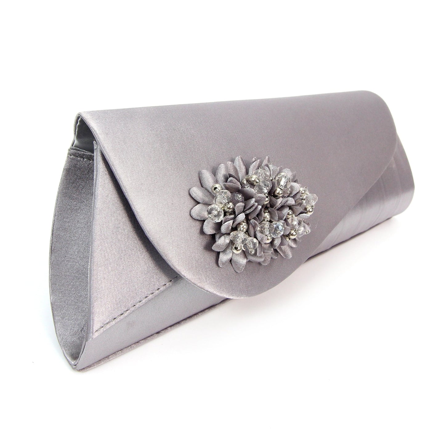 Lunar ZLR081 Sabrina Dark Grey Satin Evening Bag