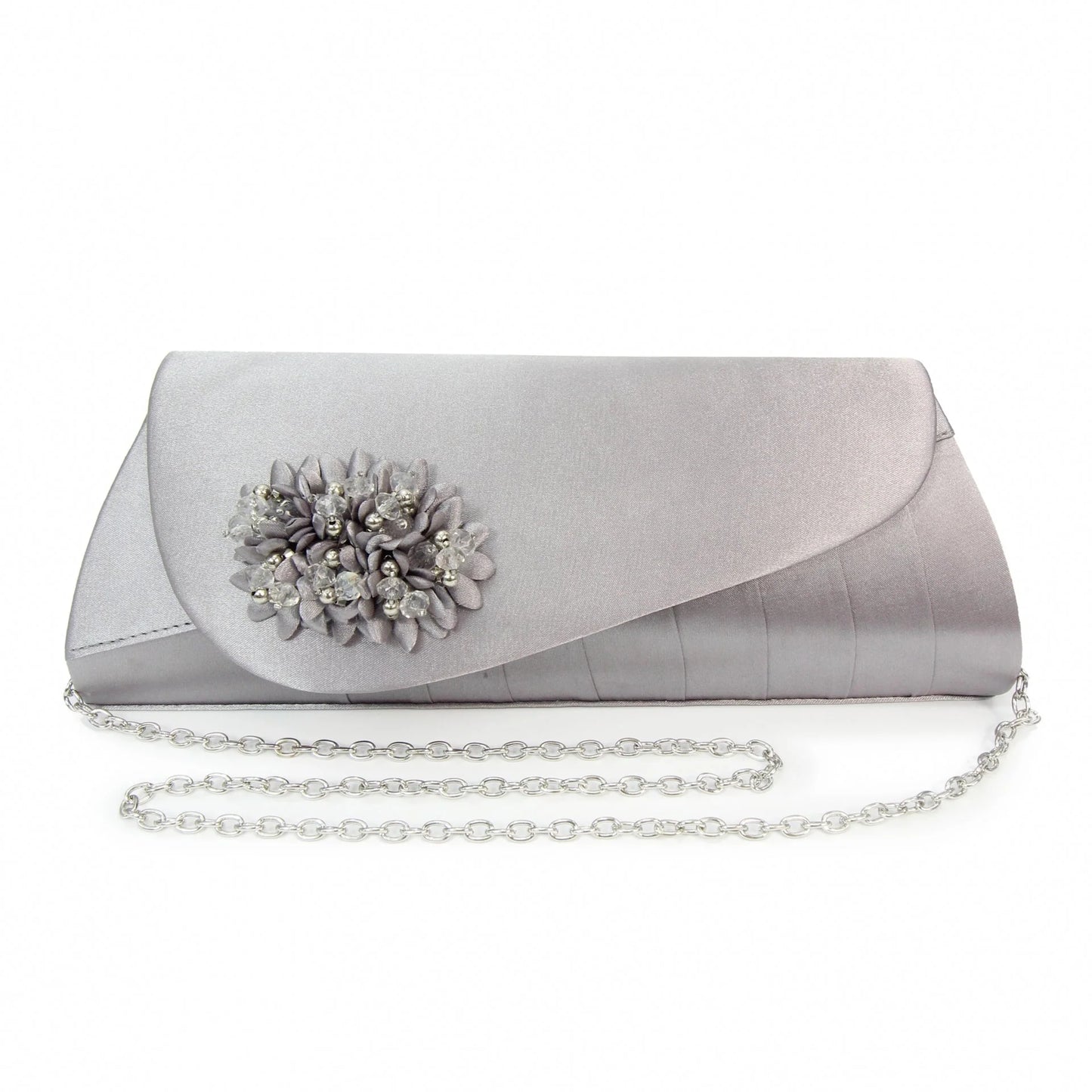 Lunar ZLR081 Sabrina Dark Grey Satin Evening Bag