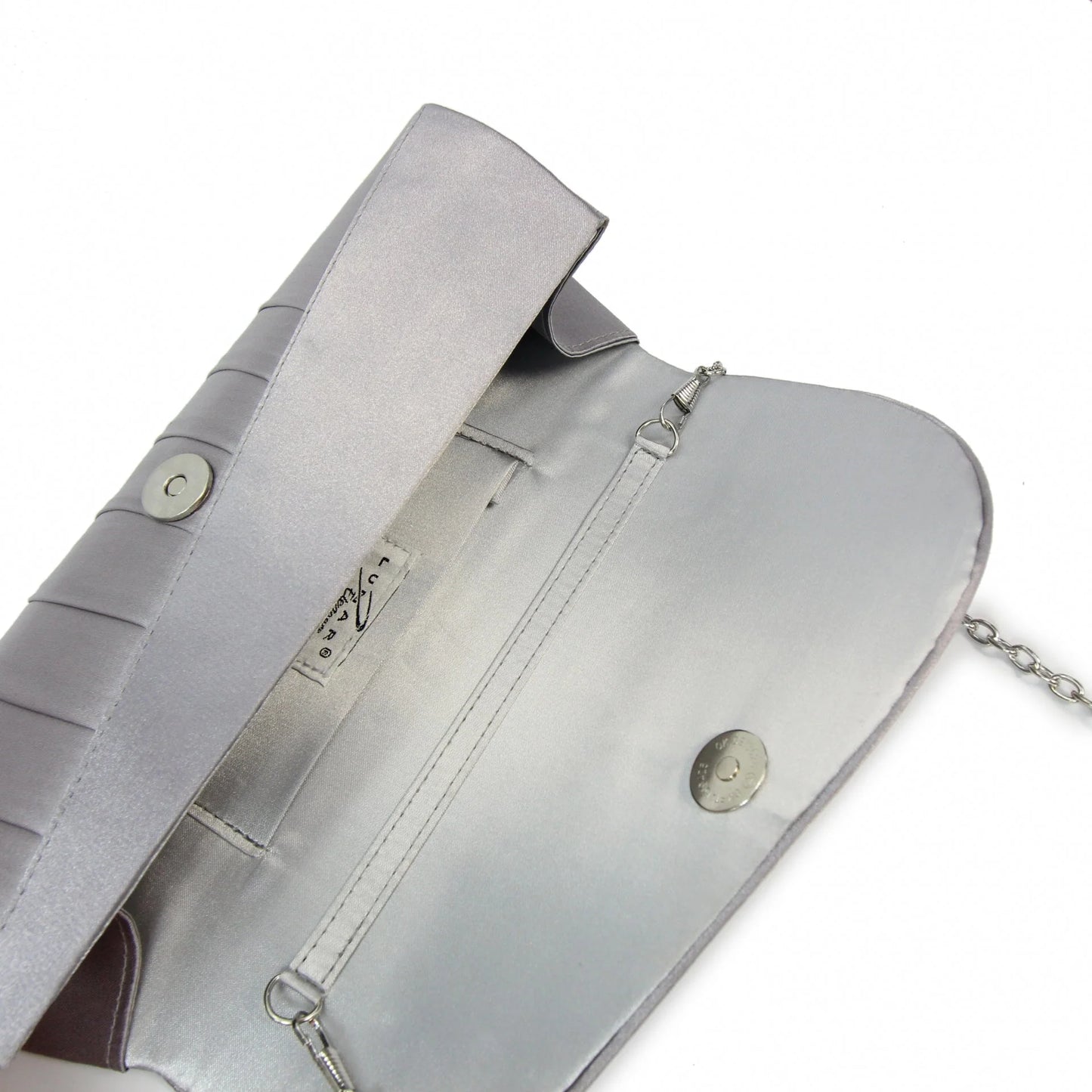 Lunar ZLR081 Sabrina Dark Grey Satin Evening Bag