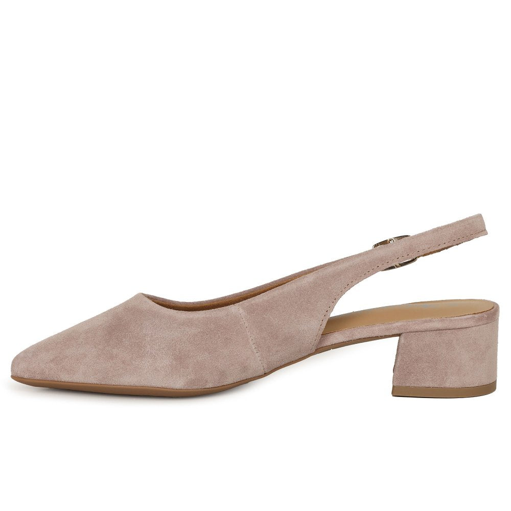 Tamaris 1-29500-42 Taupe Leather Block Heel Slip On Shoe