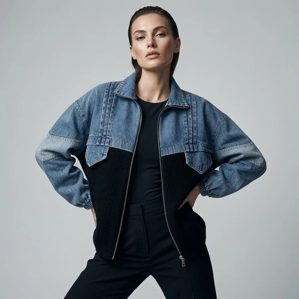 Tempest STELLA08 Zip Front Dual Fabric Jacket with Vintage Wash