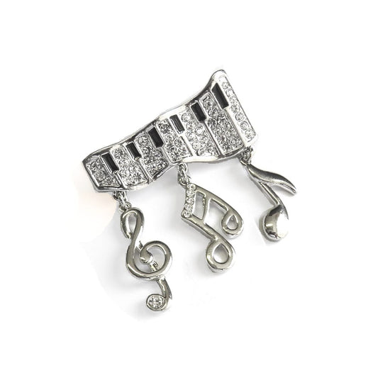 Music Piano Brooch in Silver