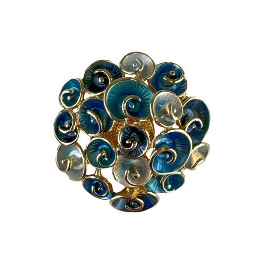 Floral Magnetic Brooch - Blue