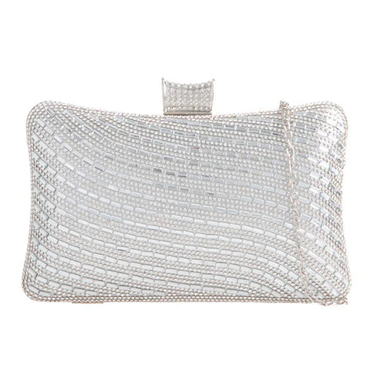 Koko 20101 Silver Diamante Box Clutch Bag