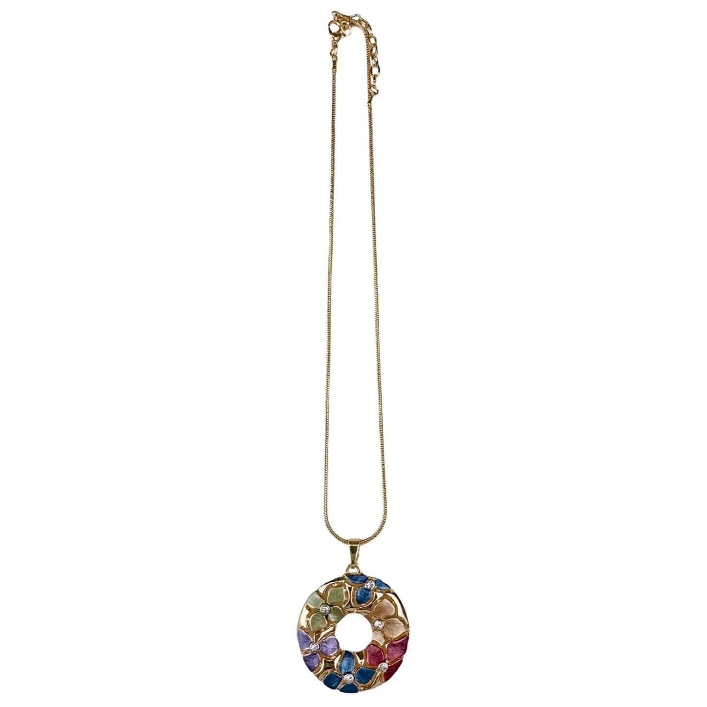 SHS 2011215 Multi Tone Flower Necklace Gold