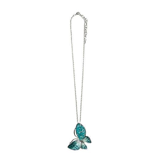 Turquoise Butterfly Necklace Silver