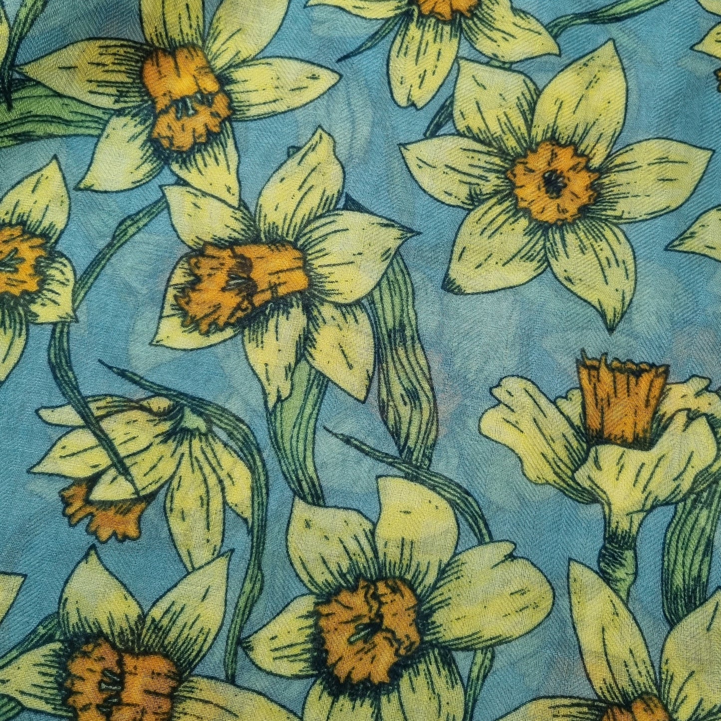 Daffodils print eco scarf