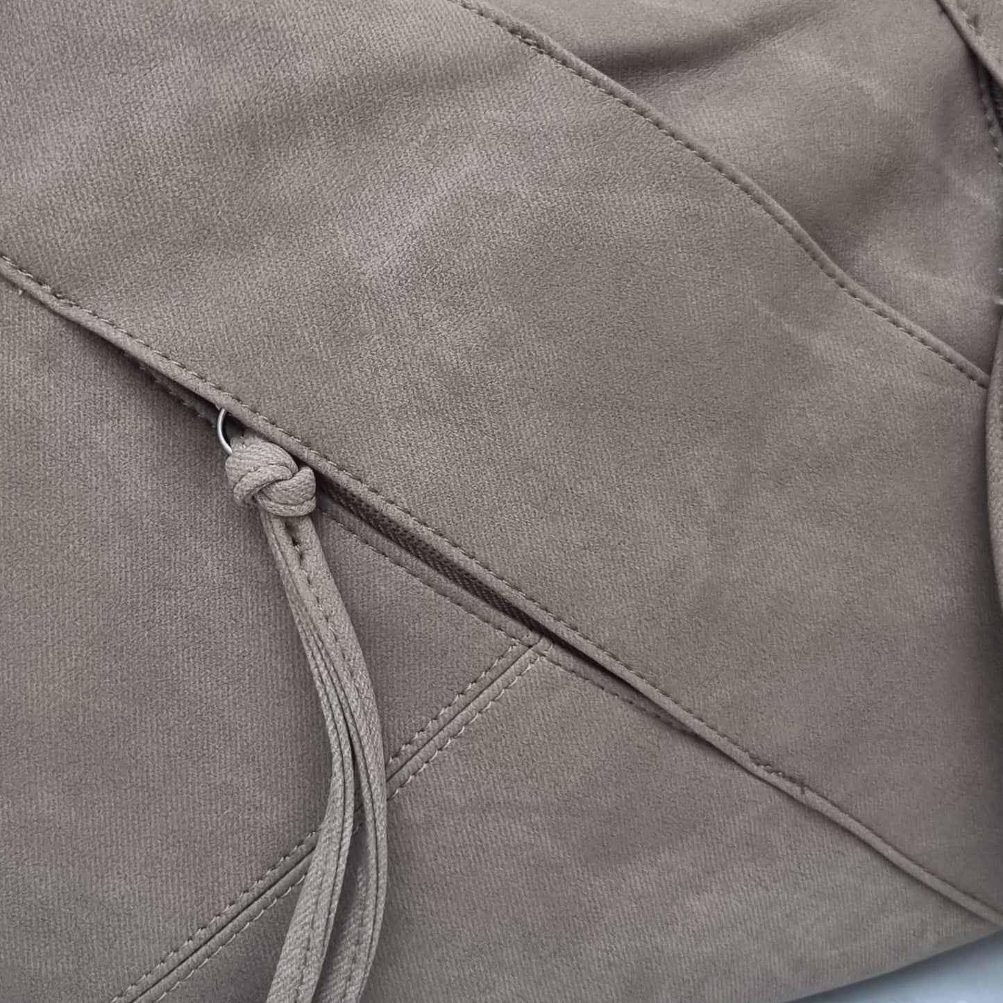 Large double zip twill shoulder bag