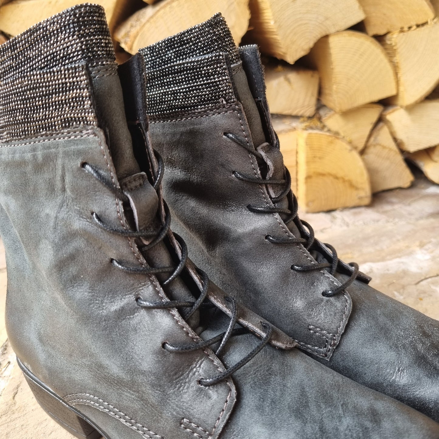 Muse Grey Italian Leather Boot with Subtle Stud