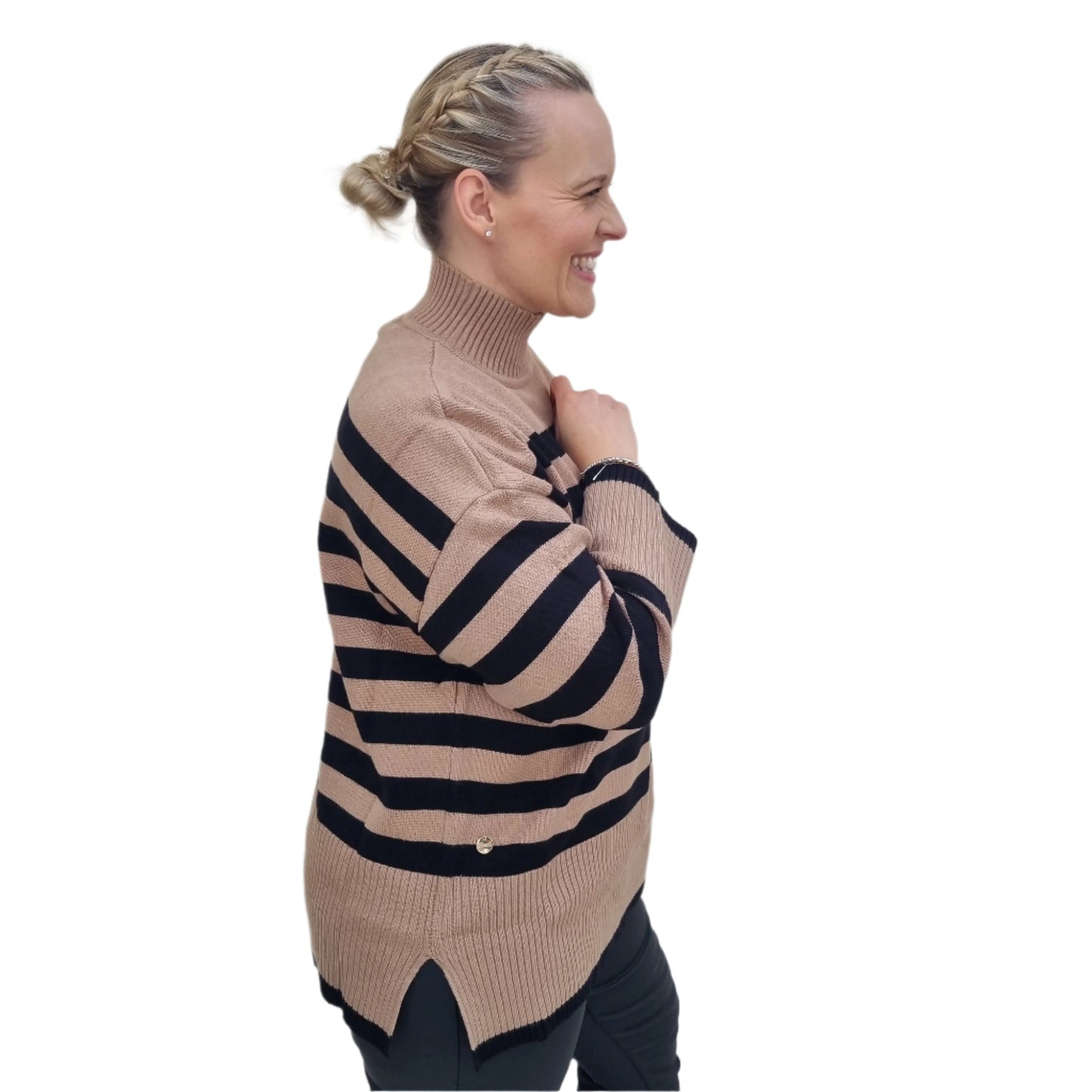 Malissa J Stripe Jumper with ribbed turtle neck