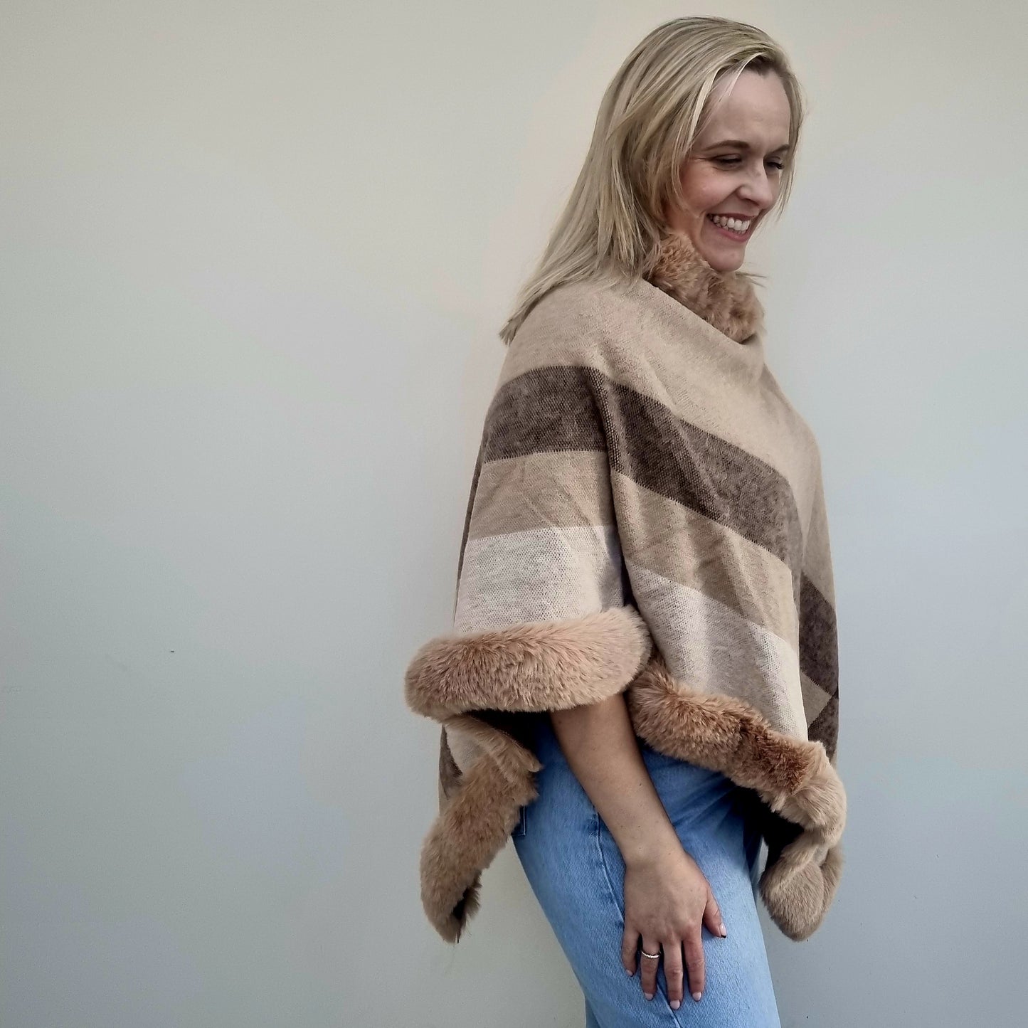 Wide Check Poncho