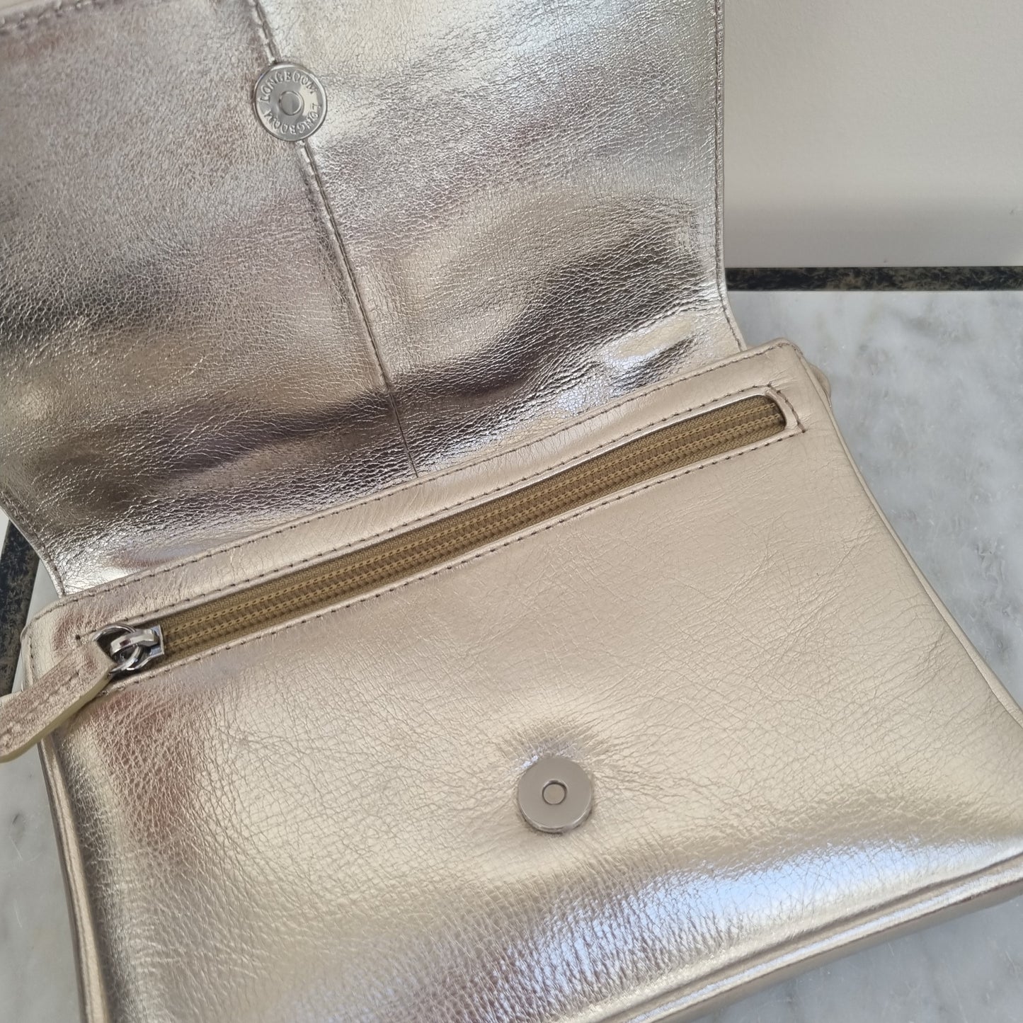 Metallic Leather Crossbody Bag