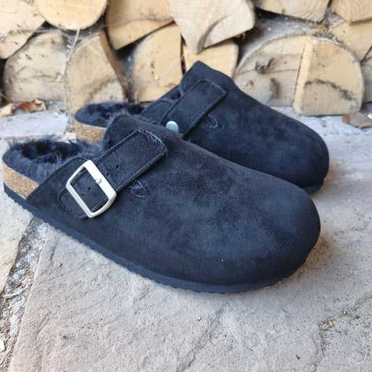 Faux Suede Slip on Mules