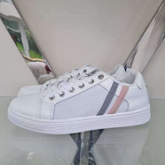 White trainers with side stripes