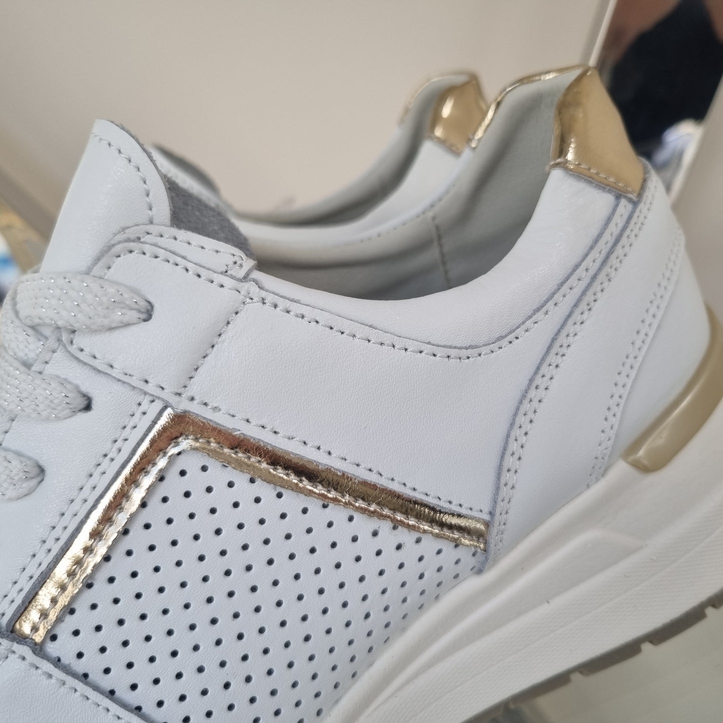 Ladies Leather White wedge trainers