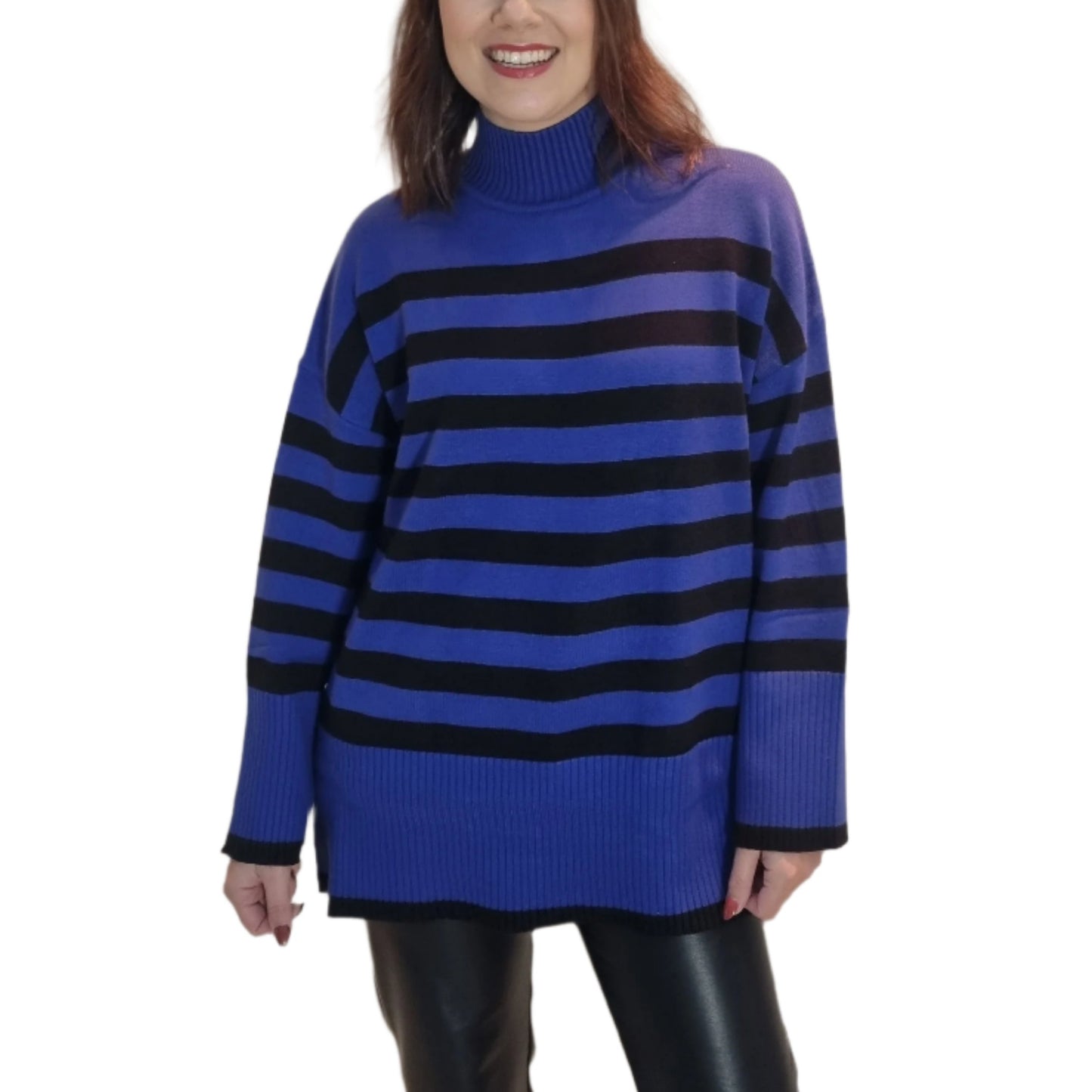 Malissa J Stripe Jumper with ribbed turtle neck