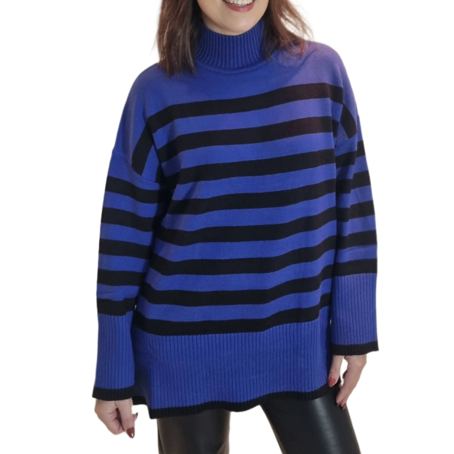 Malissa J Stripe Jumper with ribbed turtle neck