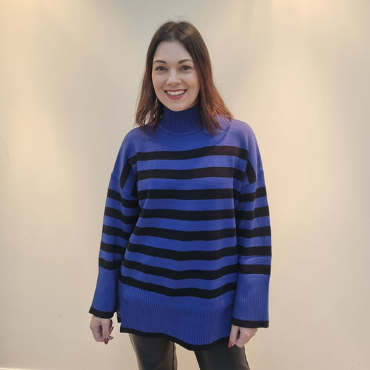 Malissa J Stripe Jumper with ribbed turtle neck