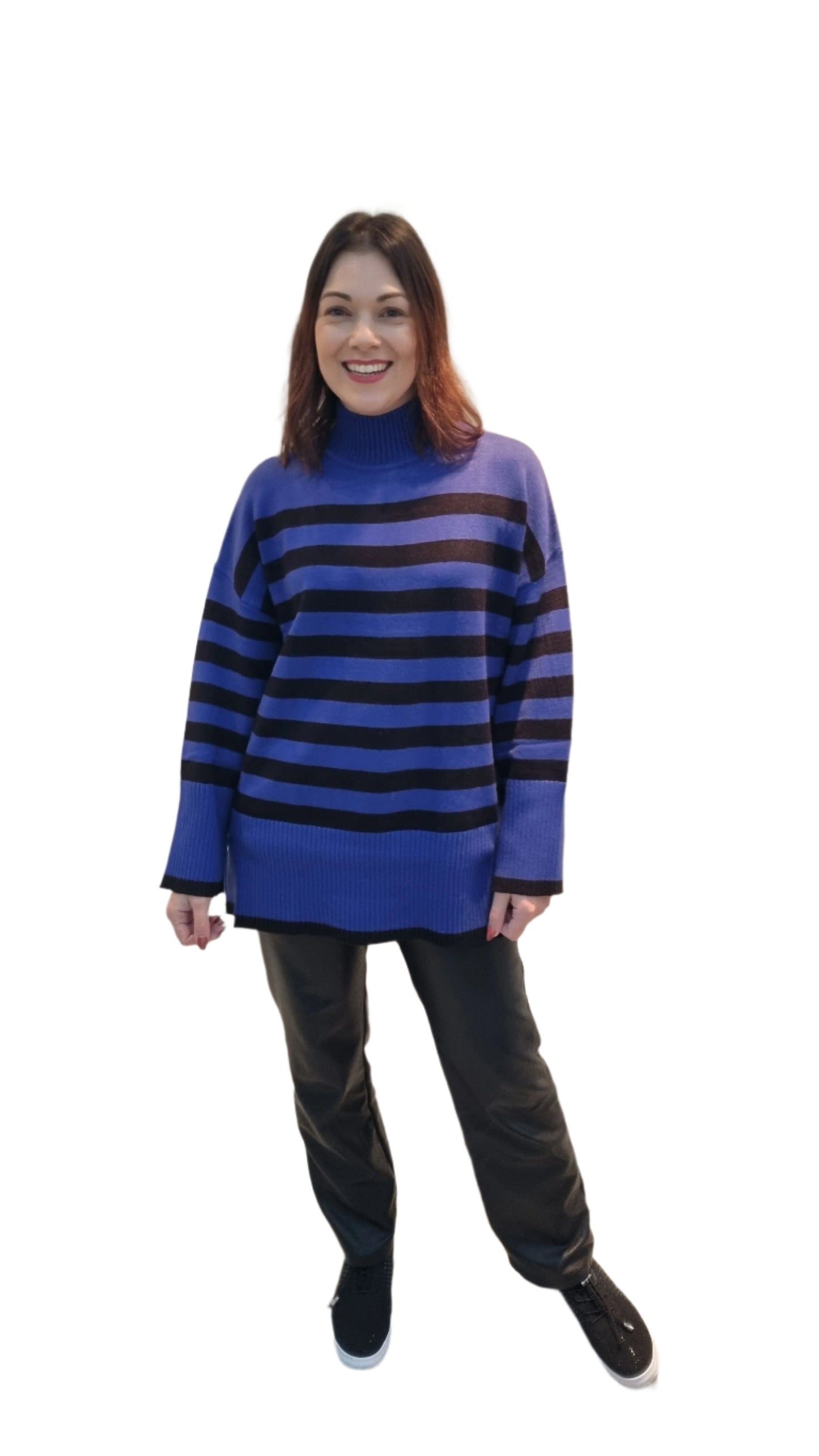 Malissa J Stripe Jumper with ribbed turtle neck