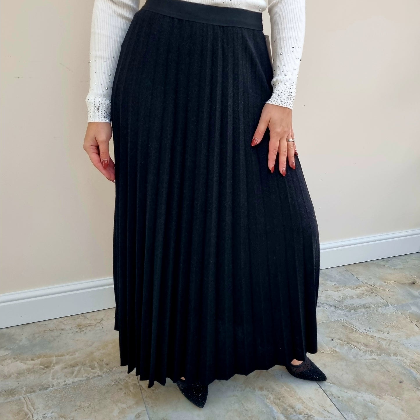 Lurex Pleated Skirt