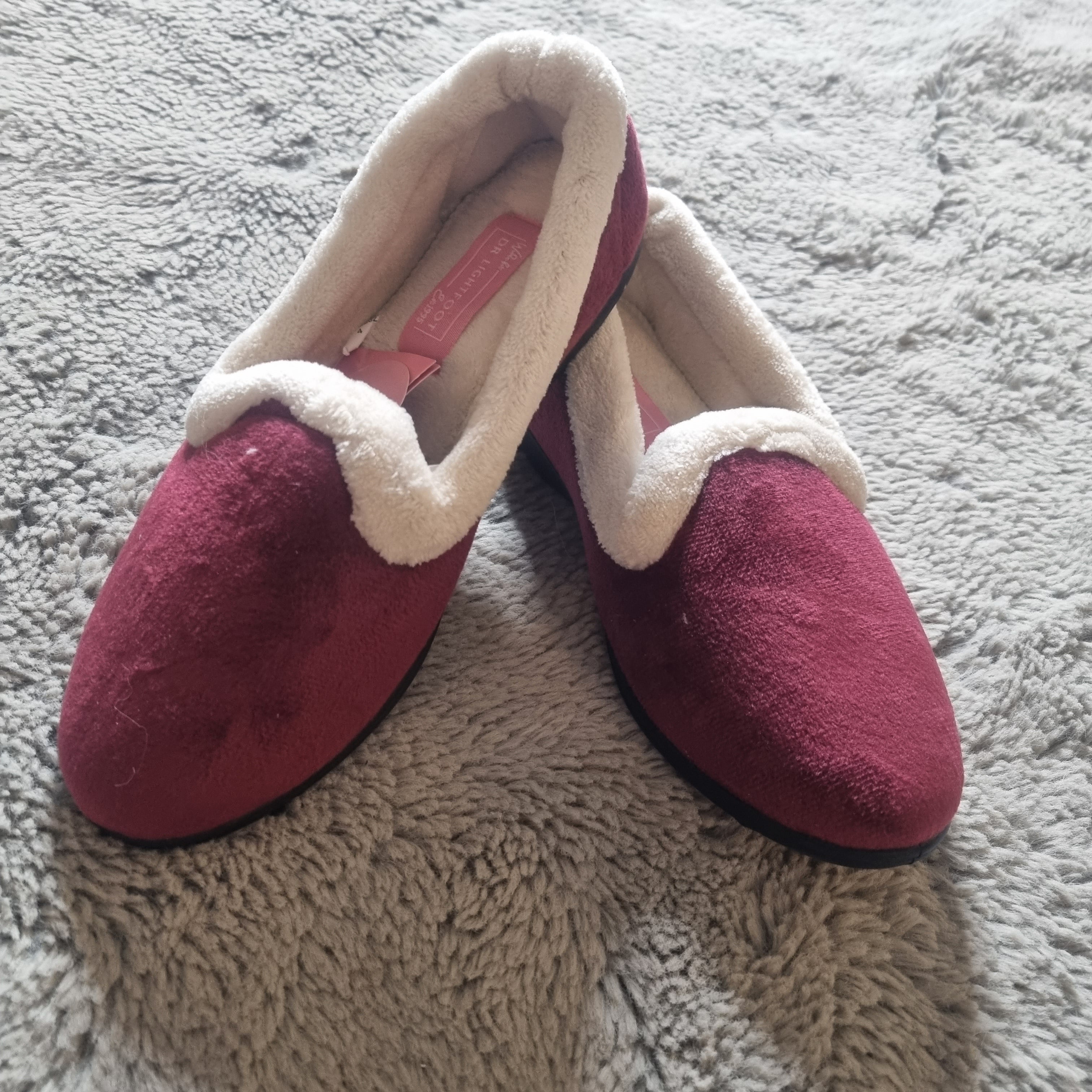 Ladies vintage sale fur collar slippers