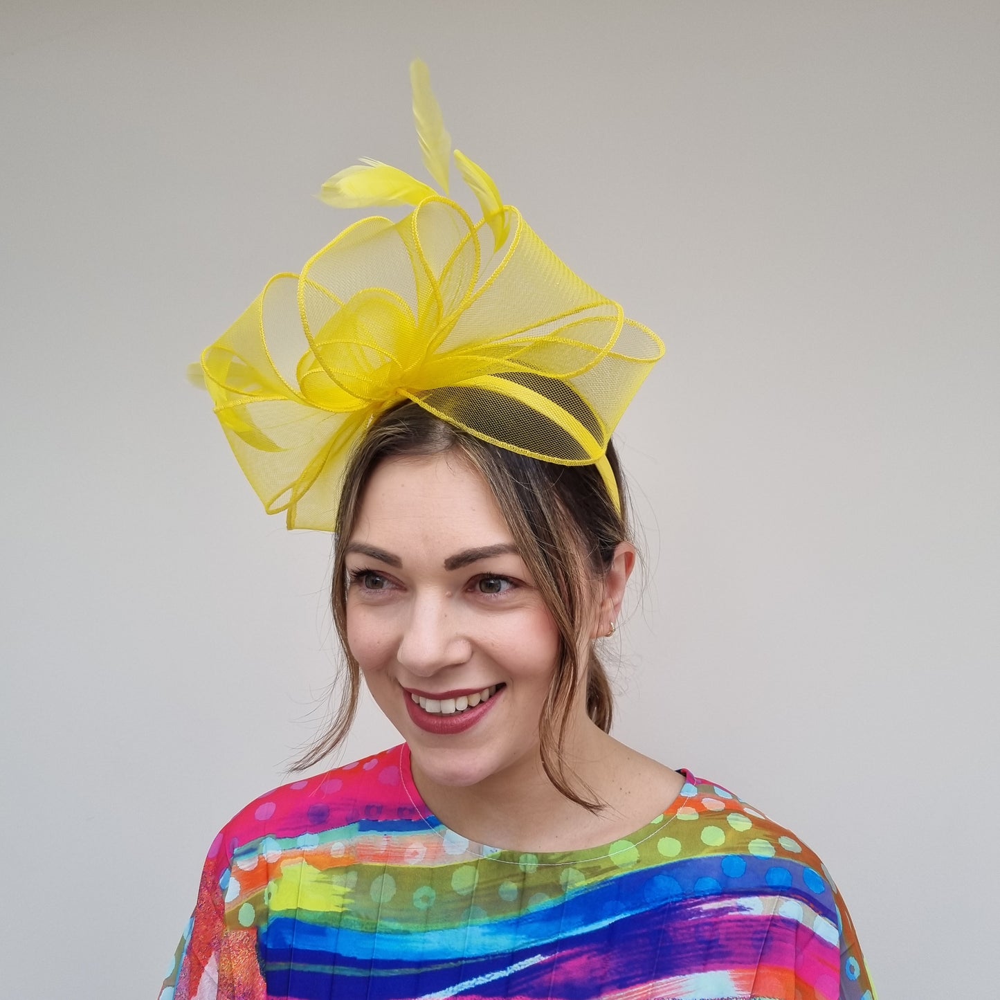J Bees JB24/22 Crin Bow Fascinator in Yellow