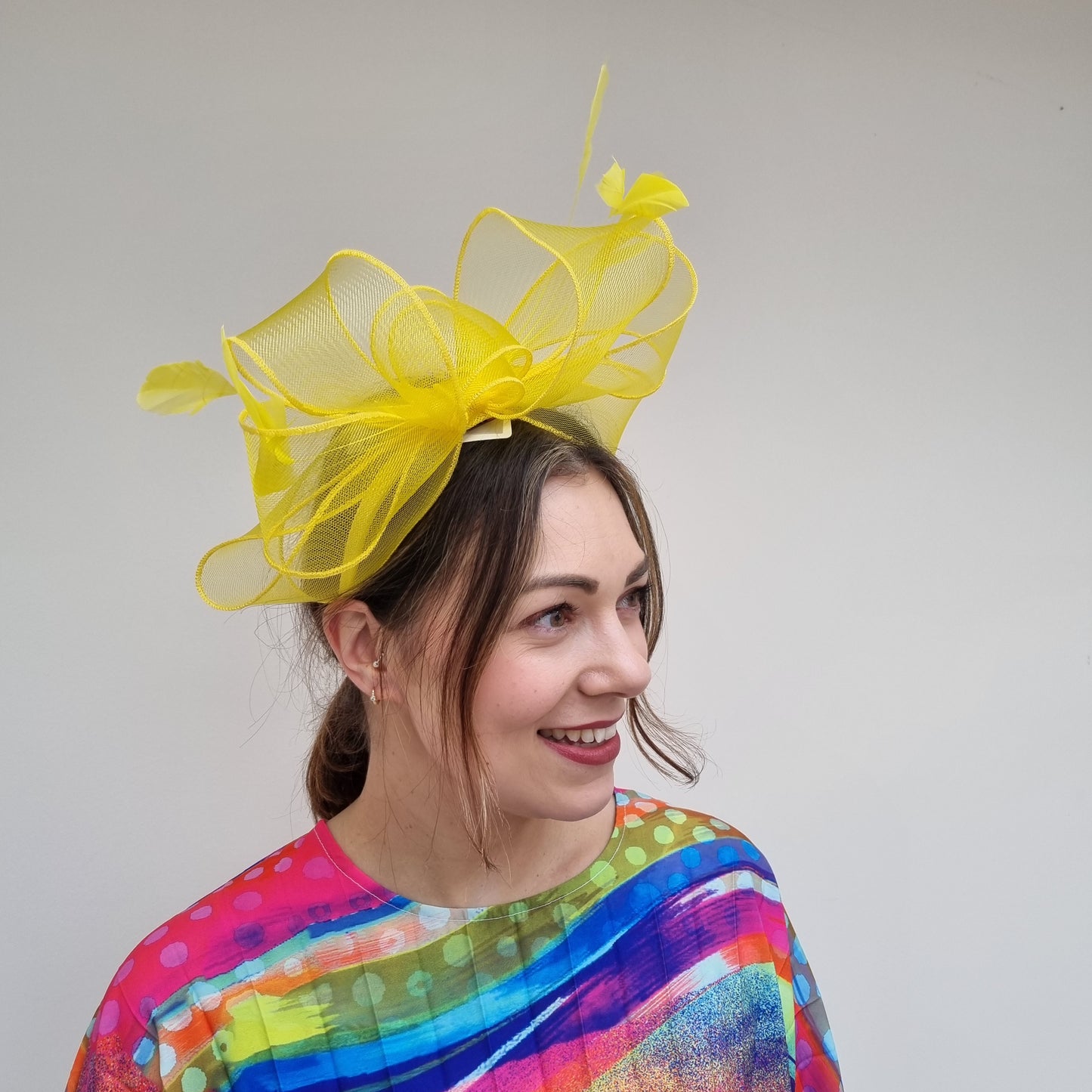 J Bees JB24/22 Crin Bow Fascinator in Yellow