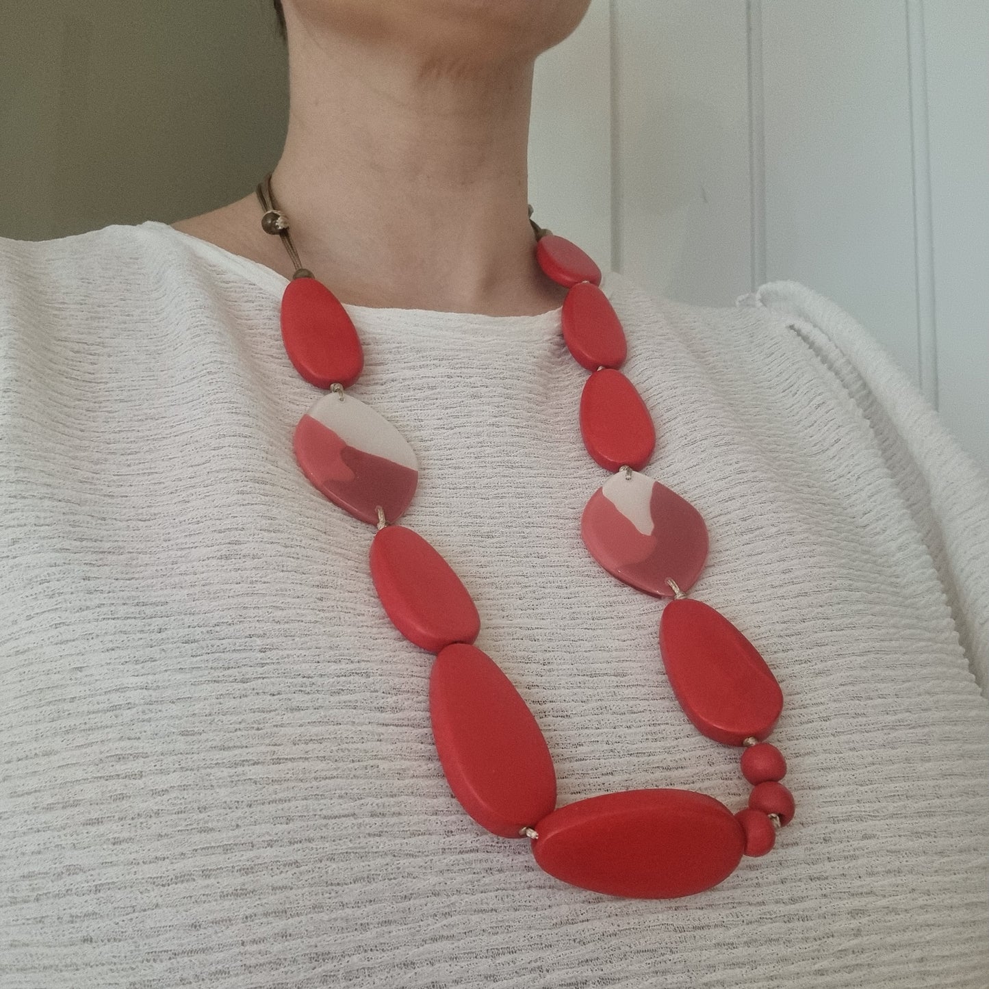 Dante Red Long Bead Necklace