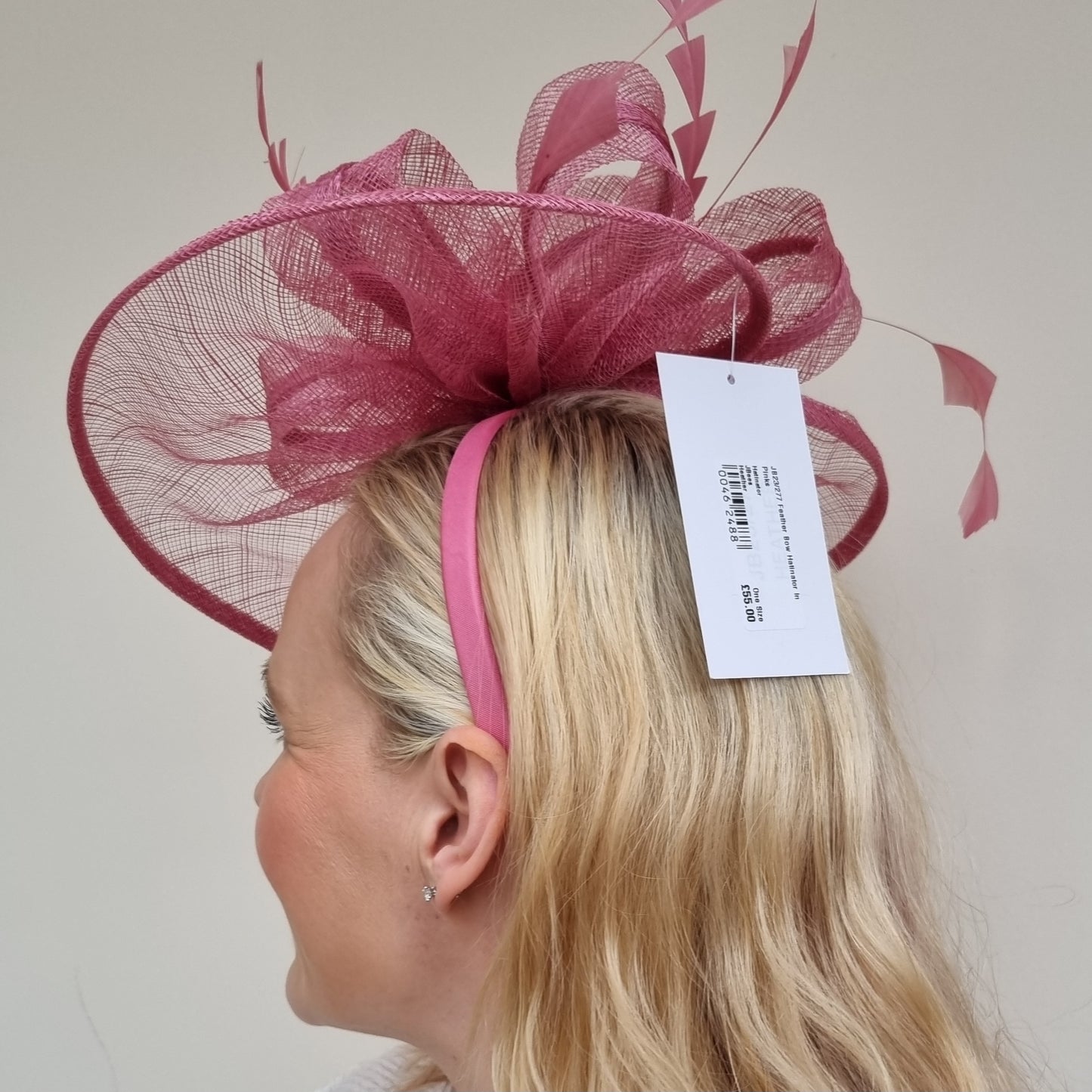 JB23/277 Feather Bow Hatinator In Pinks