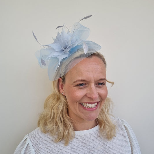 J Bees JB20/598 in Blues - Net Fascinator with Sparkle