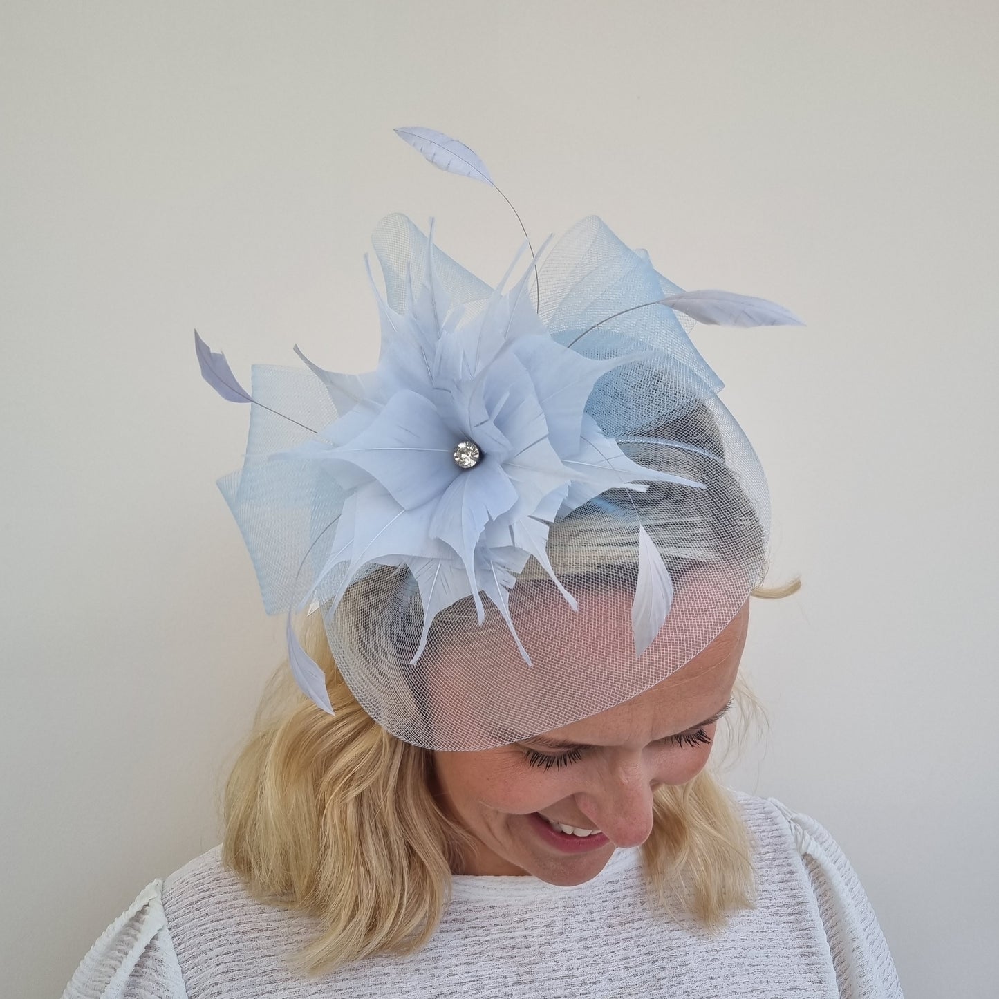 J Bees JB20/598 in Blues - Net Fascinator with Sparkle