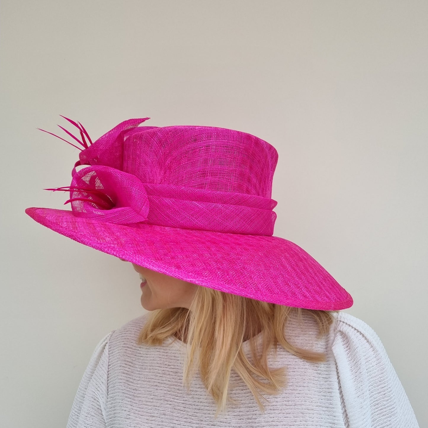 Boardmans Sienna Windowpane Sinamay Hat In Fuchsia