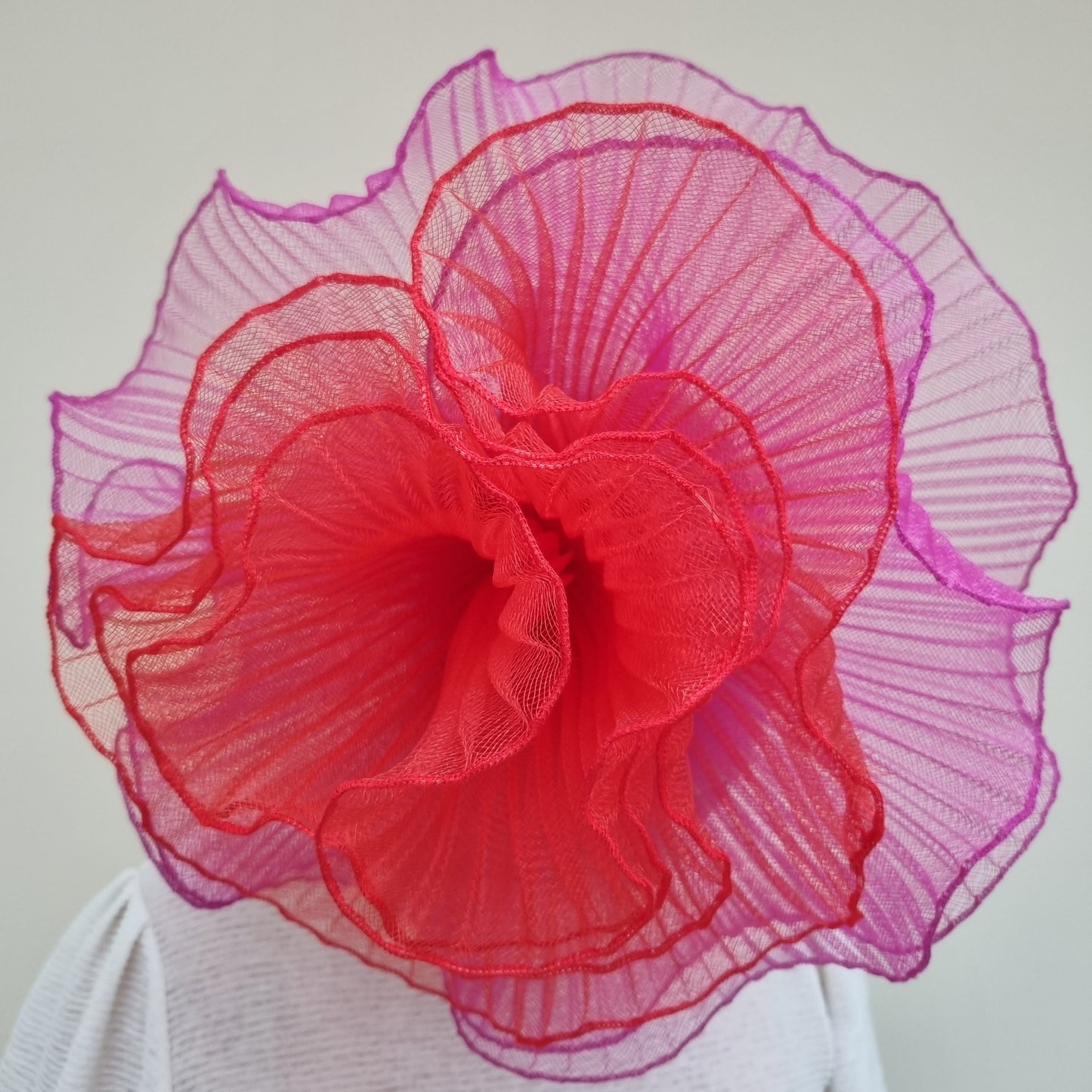 Boardmans Gabriella Fuchsia Pink & Red Large Flower Mesh Hatinator