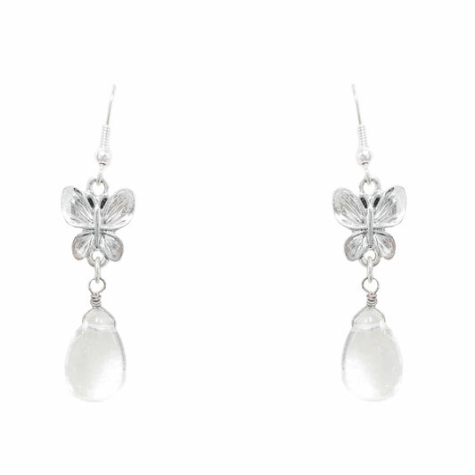 Butterfly Drop Earrings Silver