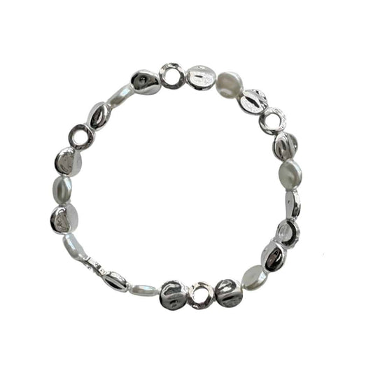 Silver and Pearl Stretch Bracelet