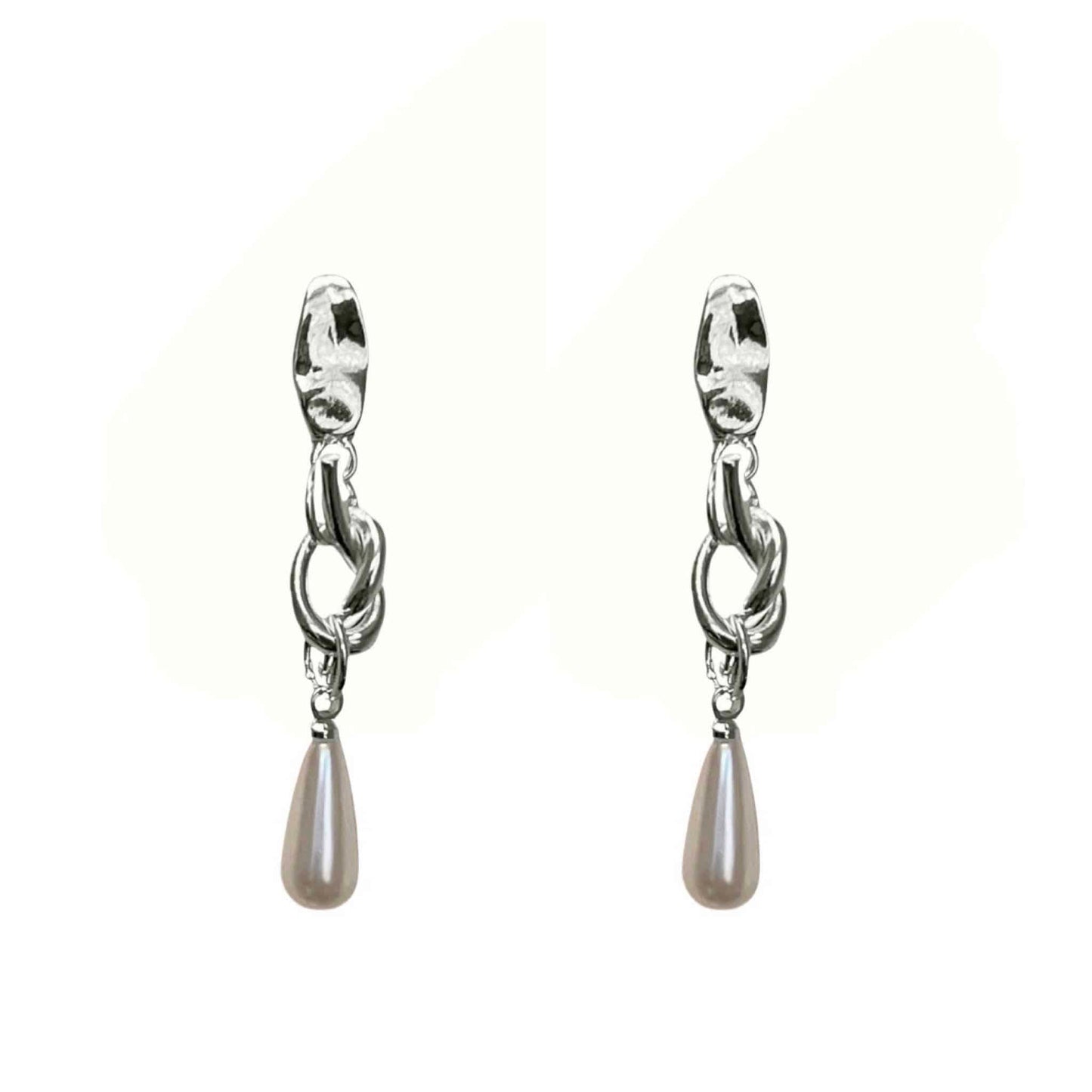 Knot Drop Pearl Earrings