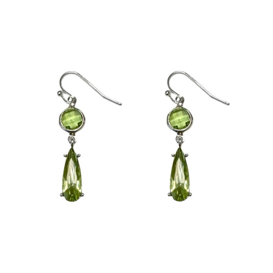 Light Green and Silver Dropper Earrings