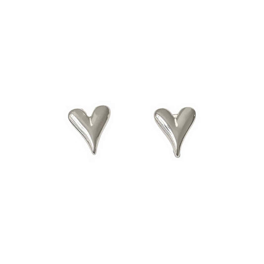 Silver Heart Stud Earrings