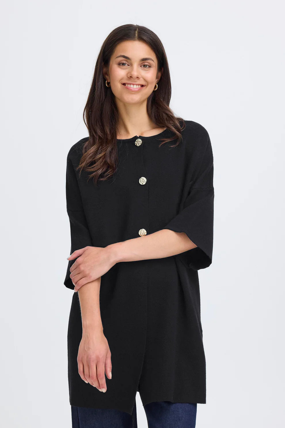 Fransa FR Sally Car 5 Sleeveless Long Cardi