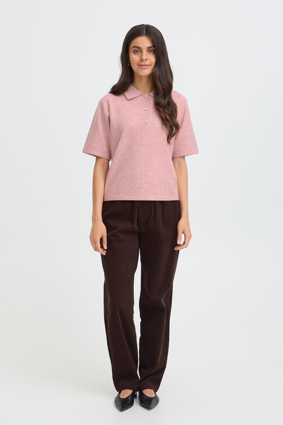 Fransa Frsuzette PU 1 Embellished Buttons Short Sleeve Jumper 20618280
