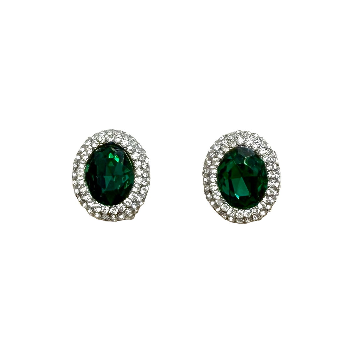 206184 Green & Silver Clip On Earrings