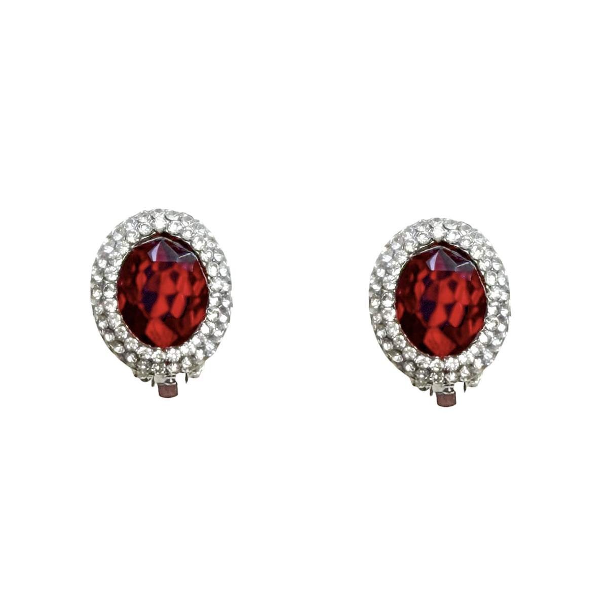 206184 Red & Silver Clip On Earrings