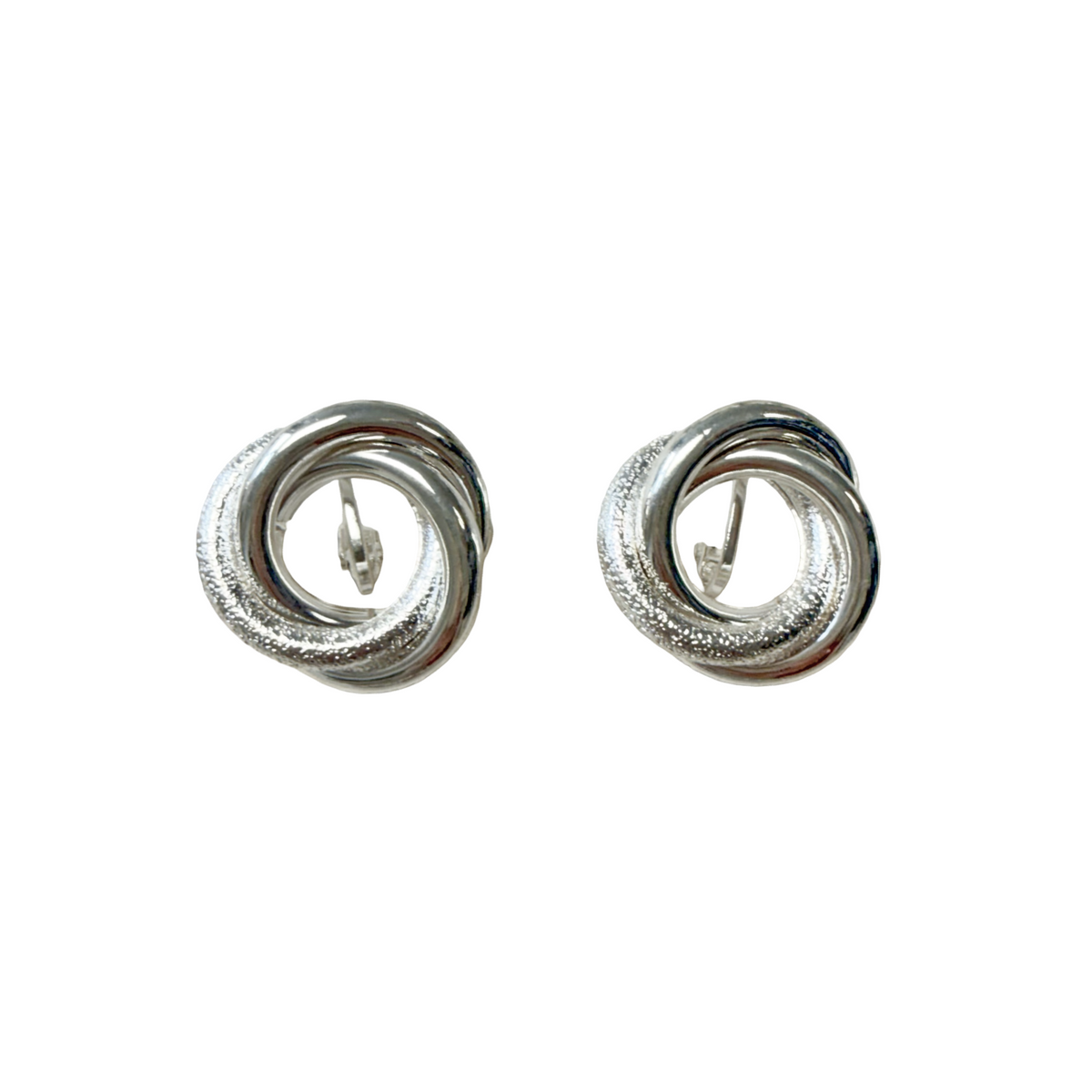 206257 Silver Knot Clip On Earrings